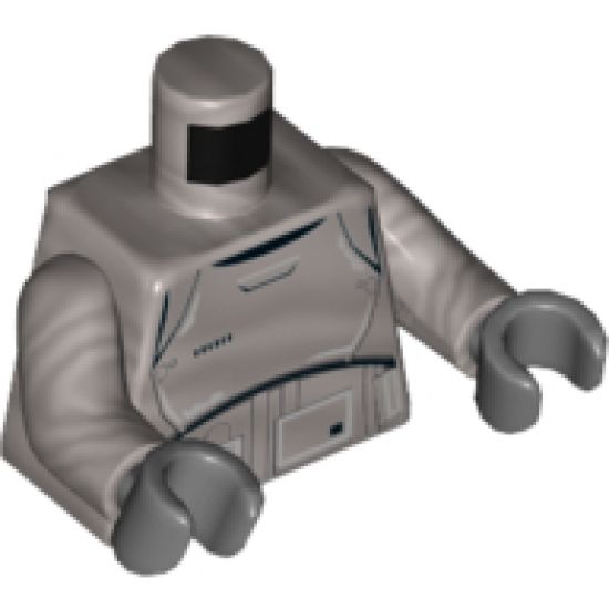 Torso SW Armor Stormtrooper Ep. 7 with Black, Gray and Silver Lines Pattern (Captain Phasma) / Flat Silver Arms / Dark Bluish Gray Hands
