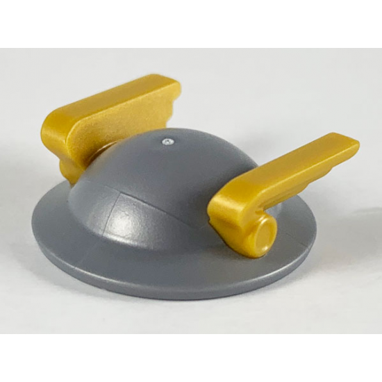 Minifigure, Headgear Hat, Flat with Wide Brim and Pearl Gold Wings Pattern