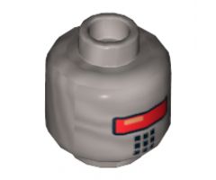 Minifigure, Head Alien with Red Visor and 9 Mouth Squares Pattern - Hollow Stud