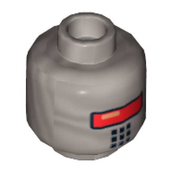 Minifigure, Head Alien with Red Visor and 9 Mouth Squares Pattern - Hollow Stud