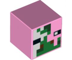 Minifigure, Head, Modified Cube with Minecraft Zombie Pigman Face Pattern