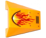 Wedge 4 x 4 No Studs with Red and Yellow Flame, Vents and Rivets Pattern Model Left Side (Sticker) - Set 70144