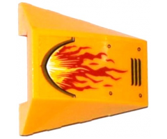 Wedge 4 x 4 No Studs with Red and Yellow Flame, Vents and Rivets Pattern Model Left Side (Sticker) - Set 70144