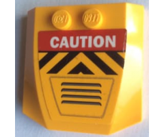 Wedge 4 x 4 x 2/3 Triple Curved with 'CAUTION', Black and Yellow Chevrons and Air Vents Pattern (Sticker) - Set 60162