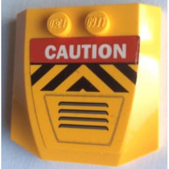 Wedge 4 x 4 x 2/3 Triple Curved with 'CAUTION', Black and Yellow Chevrons and Air Vents Pattern (Sticker) - Set 60162