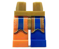 Hips and 1 Blue Left Leg, 1 Orange Right Leg with Orange and Blue Coattails Pattern