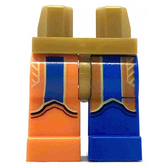 Hips and 1 Blue Left Leg, 1 Orange Right Leg with Orange and Blue Coattails Pattern
