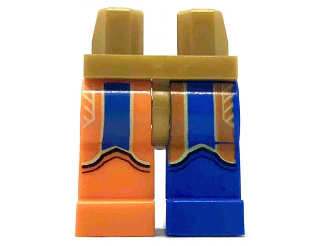 Hips and 1 Blue Left Leg, 1 Orange Right Leg with Orange and Blue Coattails Pattern