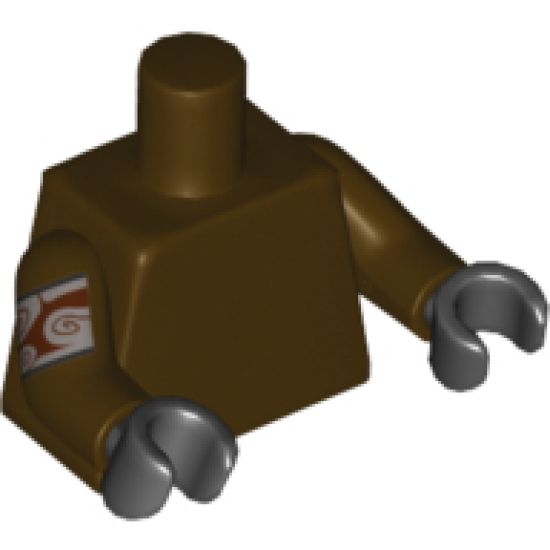 Torso Plain / Dark Brown Arm Left / Dark Brown Arm Right with Silver Band with Swirls Pattern / Black Hands