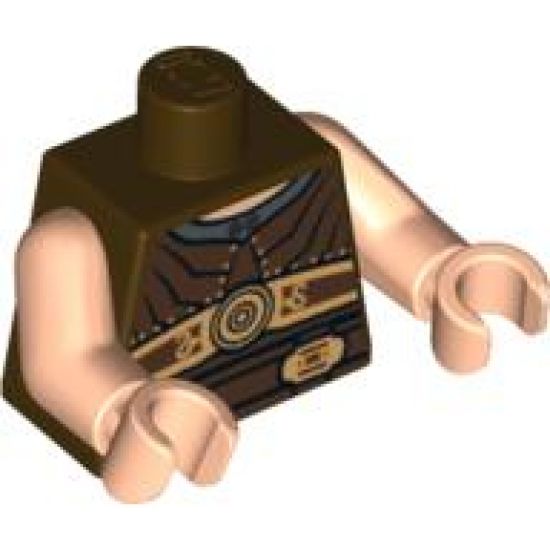 Torso Armor Ribbed with Disc and Two Buckles Pattern / Light Nougat Arms / Light Nougat Hands