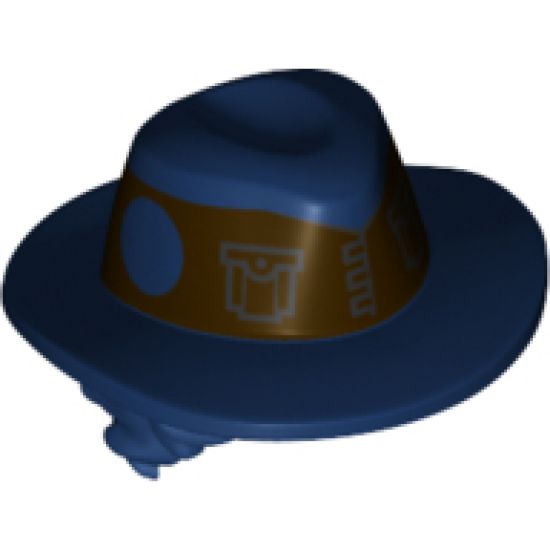 Minifigure, Hair Combo, Hair with Hat, Tousled Hair, Dark Blue Hat with Dark Brown Vest for a Band Pattern