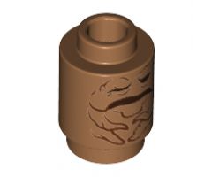 Brick, Round 1 x 1 with Reddish Brown Mandrake Face and Closed Mouth Pattern
