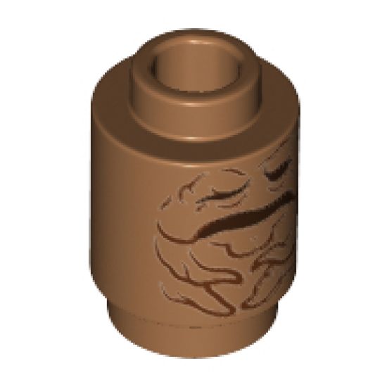 Brick, Round 1 x 1 with Reddish Brown Mandrake Face and Closed Mouth Pattern