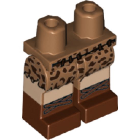 Hips and Legs with Caveman Belt and Skirt, Light Nougat Knees and Reddish Brown Boots with Laces Pattern