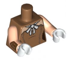 Torso Batman Female Outline with Light Nougat Shoulders and White Bow Pattern / Light Nougat Arms with Button Cuffs Pattern / White Hands