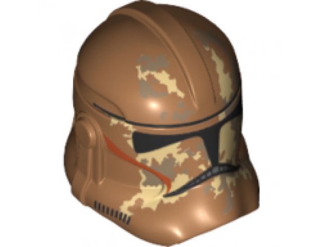 Minifigure, Headgear Helmet SW Clone Trooper with Tan and Dark Tan Camouflage Pattern