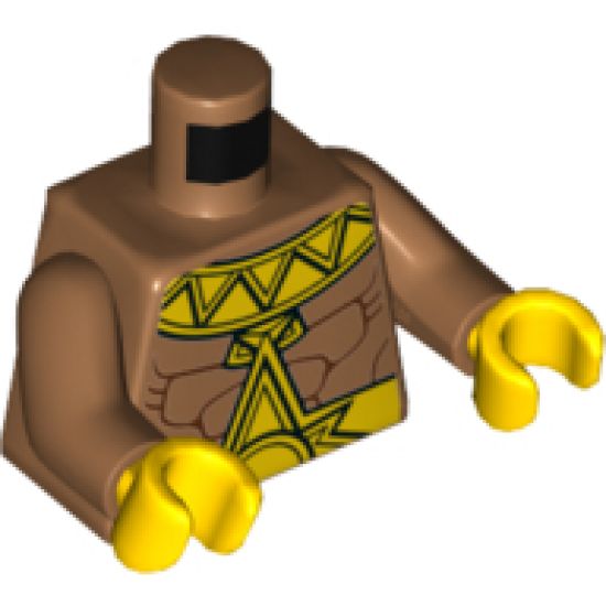 Torso Muscular Chest, Yellow Zigzag Collar and Belt with Large Sunshine Buckle Pattern / Medium Nougat Arms / Yellow Hands