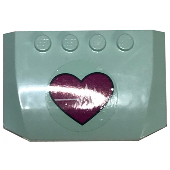 Wedge 4 x 6 x 2/3 Triple Curved with Heartbeat on Magenta Heart Pattern (Sticker) - Set 41318