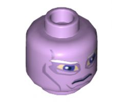 Minifigure, Head Alien with SW Umbaran Soldier, Large Purple Eyes and White Eyebrows Pattern - Hollow Stud