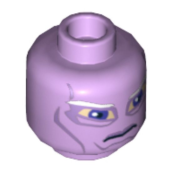 Minifigure, Head Alien with SW Umbaran Soldier, Large Purple Eyes and White Eyebrows Pattern - Hollow Stud