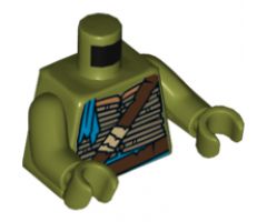 Torso Turtle Shell with Dark Brown Belts and Dark Azure Bandana Pattern / Olive Green Arms / Olive Green Hands