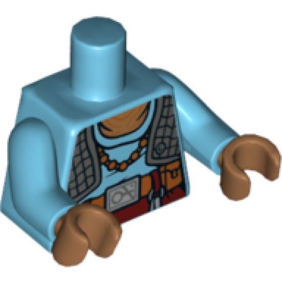 Torso SW Maz Kanata with Medium Azure Undershirt and Dark Gray Quilted Vest Pattern / Medium Azure Arms / Medium Nougat Hands