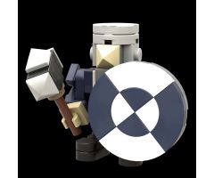 Medieval Dwarf Guard with hammer and shield