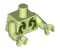 Torso, Modified Short with Ridged Armor with Black Swirl Pattern / Yellowish Green Arms / Yellowish Green Hands