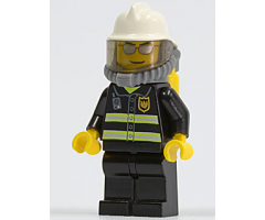 Fire - Reflective Stripes, Black Legs, White Fire Helmet, Silver Sunglasses, Breathing Neck Gear with Air Tanks