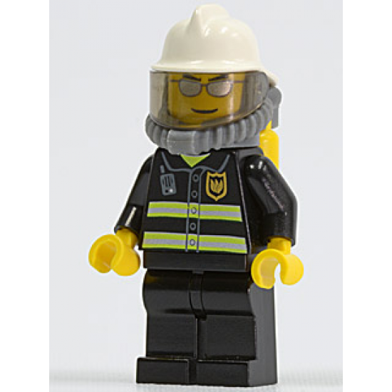 Fire - Reflective Stripes, Black Legs, White Fire Helmet, Silver Sunglasses, Breathing Neck Gear with Air Tanks