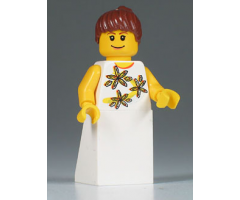 Yellow Flowers - Reddish Brown Ponytail Hair, White Skirt