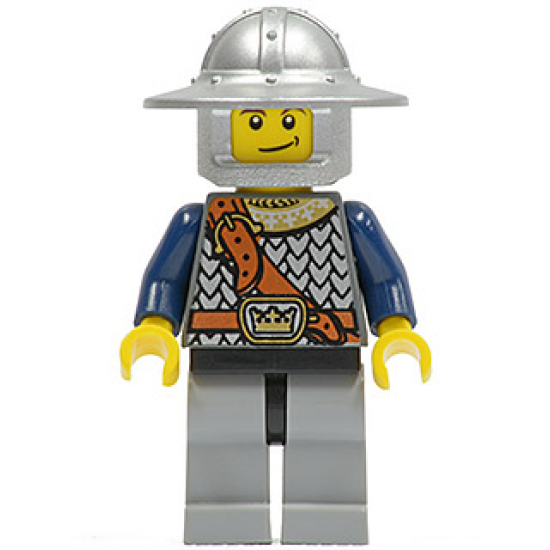 Fantasy Era - Crown Knight Scale Mail with Chest Strap, Helmet with Broad Brim, Crooked Smile