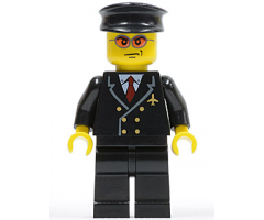 Airport - Pilot with Red Tie and 6 Buttons, Black Legs, Black Hat, Orange Sunglasses