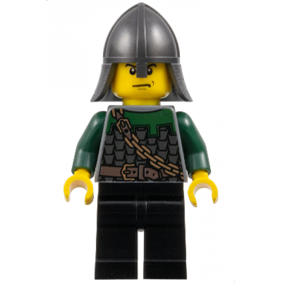 Kingdoms - Dragon Knight Scale Mail with Chain and Belt, Helmet with Neck Protector, Scowl
