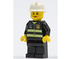 Fire - Reflective Stripes, Black Legs, White Fire Helmet, Female
