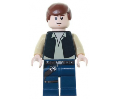 Han Solo, Black Vest, Dark Blue Legs, Eyes with Pupils
