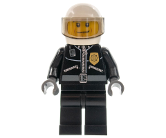 Police - City Leather Jacket with Gold Badge, White Helmet, Trans-Black Visor, Black Eyebrows
