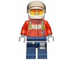 Fire - Pilot Male, Red Fire Suit with Carabiner, Dark Blue Legs with Map, White Helmet, Orange Sunglasses