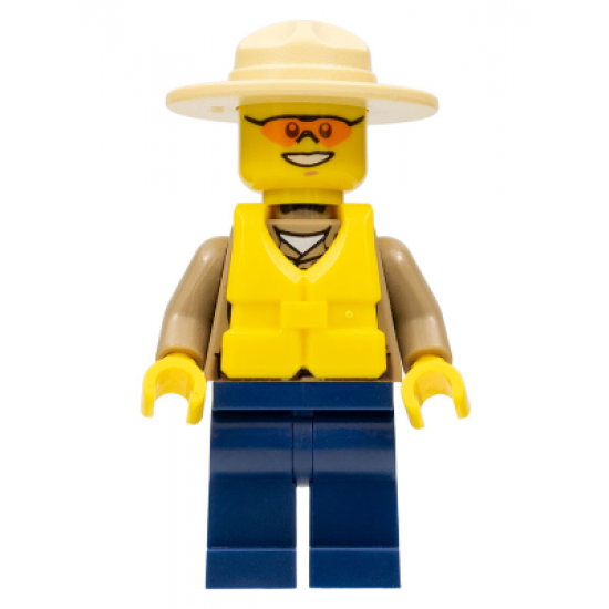 Forest Police - Dark Tan Shirt with Pockets, Radio and Gold Badge, Dark Blue Legs, Campaign Hat, Orange Sunglasses, Life Jacket Center Buckle