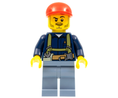 Miner - Shirt with Harness and Wrench, Sand Blue Legs, Red Short Bill Cap