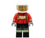 Fire - Pilot Male, Red Fire Suit with Carabiner, Reflective Stripes on Black Legs, White Helmet, Silver Sunglasses