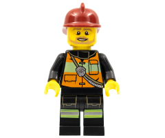 Fire - Reflective Stripes with Pockets and Shoulder Strap, Dark Red Fire Helmet, Beard Light Brown Angular