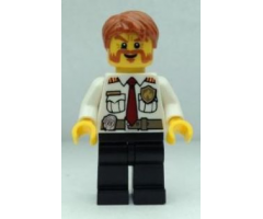 Fire Chief - White Shirt with Tie and Belt, Black Legs, Dark Orange Short Tousled Hair