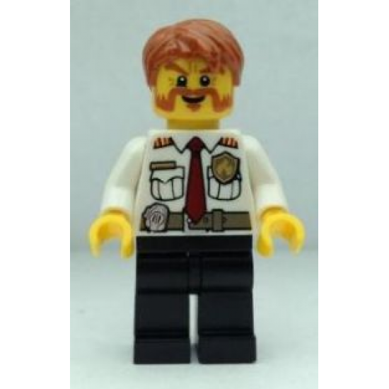 Fire Chief - White Shirt with Tie and Belt, Black Legs, Dark Orange Short Tousled Hair