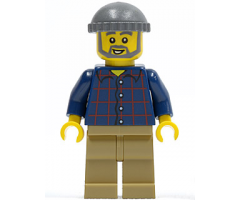 LEGO Brand Store Male, Plaid Button Shirt, Dark Tan Legs (no back printing) {München}