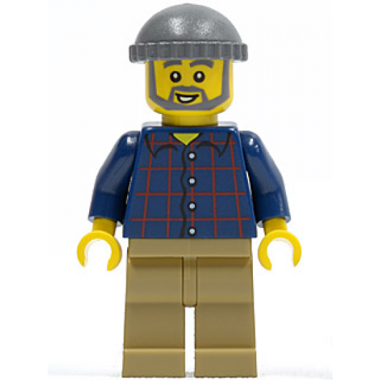 LEGO Brand Store Male, Plaid Button Shirt, Dark Tan Legs (no back printing) {München}