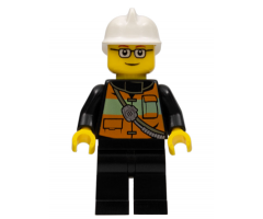 Fire - Reflective Stripe Vest with Pockets and Shoulder Strap, White Fire Helmet, Glasses