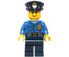 Police - Gold Badge, Police Hat, Open Grin