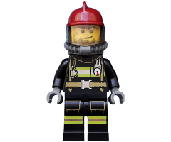 Fire - Reflective Stripes with Utility Belt, Dark Red Fire Helmet, Breathing Neck Gear with Air Tanks, Crooked Smile and Scar