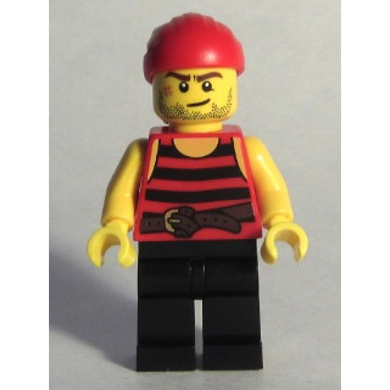 Pirate 6 - Black and Red Stripes, Black Legs, Scar